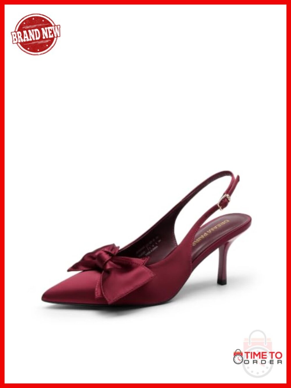 Women's Satin Slingback Pump Stiletto Heel with Bow